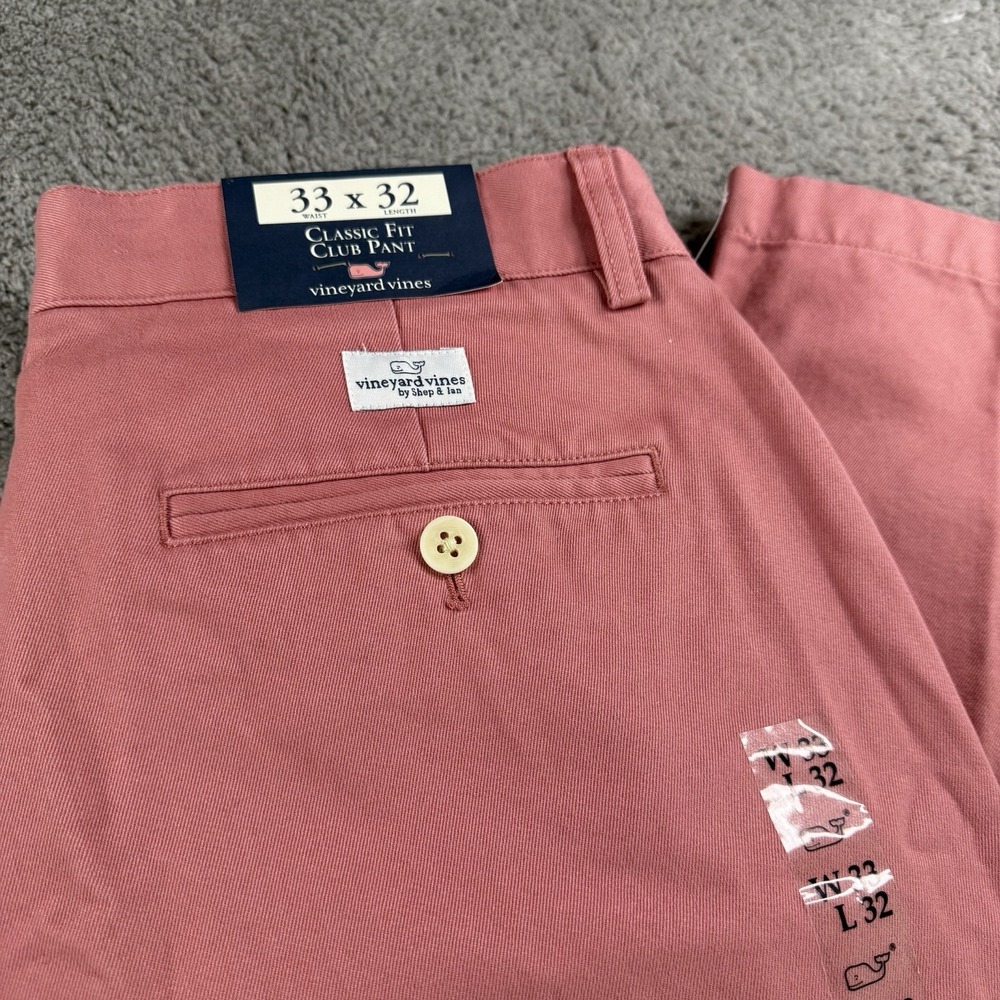 Vineyard Vines Club Pants Mens 33x32 Salmon Pink Cotton Chino Straight NWT